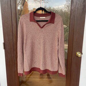 Marine Layer Liam Long Sleeve Sweater Polo Red - MENS - Size M